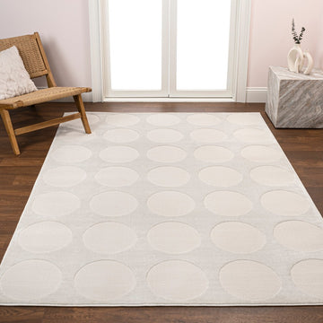Adrian Modern Geometric Circle Dot High-Low Area Rug